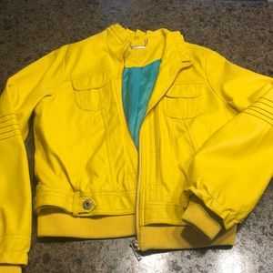 Yellow faux leather jacket